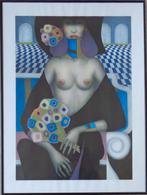 JEF VAN TUERENHOUT / NAAKTE KONINGIN / KLEURZEEFDRUK 81x60cm, Enlèvement