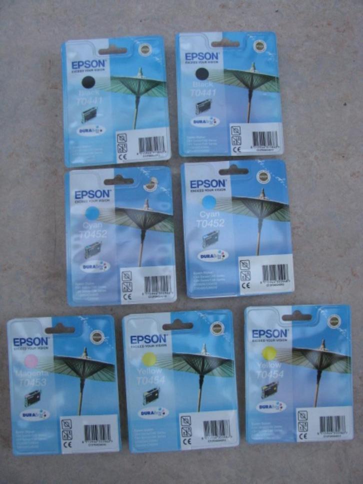 7 cartridges 2 x Epson T0441-2 x T0452-1 x T0453-2 x T0454, Computers en Software, Printerbenodigdheden, Nieuw, Cartridge, Ophalen of Verzenden