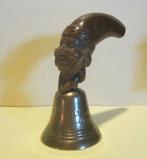 Antieke bronzen bel met handgesneden houten hoofd, Antiek en Kunst, Verzenden