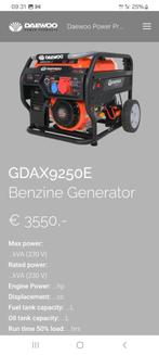 €890,- Nieuwe Daewoo GDAX 9250E-3 generator, Doe-het-zelf en Bouw, Ophalen, Elektrisch startend, Benzine, Nieuw