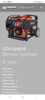 €890,- Nieuwe Daewoo GDAX 9250E-3 generator, Ophalen, Elektrisch startend, Benzine, Nieuw