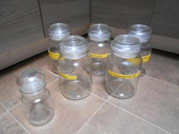 Glazen voorraadpotten / 6 stuks voor 5 € beschikbaar voor biedingen