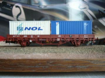 ELECTROTREN 1522K wagon KS avec 2 contenaires CFL ho dc, Neuf, Autres marques, Enlèvement ou Envoi, Wagon