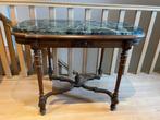 antieke eiken bijzettafel (sidetable) met groen marmer, Ophalen