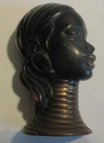 vintage bronzen buste hoofd Afrikaanse vrouw Hakuli, Antiek en Kunst, Curiosa en Brocante, Verzenden