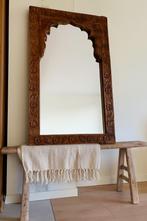 Handgesneden houten spiegel, uniek karakterstuk, Ophalen