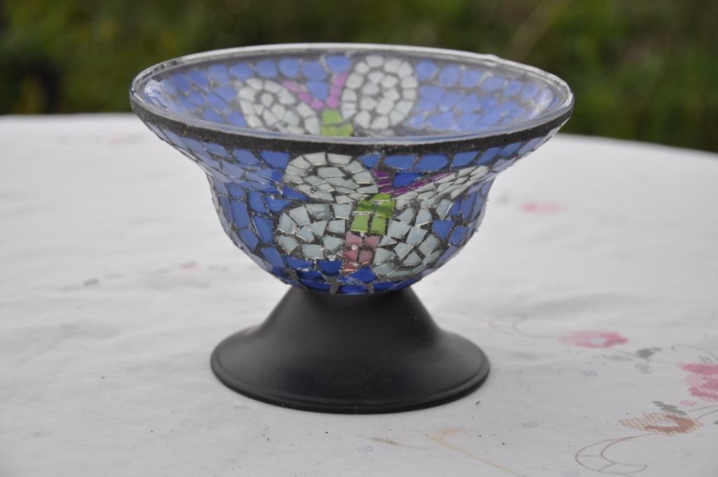 coupelle mosaique de verre sur socle metal, Antiquités & Art, Enlèvement ou Envoi