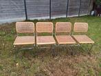 4 oude sledestoelen chroom en riet, met made in italy onder, Tuin en Terras, Tuinstoelen, Ophalen, Gebruikt