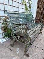 Antieke tuinbank gietijzer leeuwenkop, Tuin en Terras, Ophalen