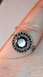 Sterling zilveren ring met zwarte moissaniet diamant, Handtassen en Accessoires, Ringen, Zwart, Nieuw, Ophalen of Verzenden, Met edelsteen
