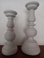 2 houten kandelaars, Ophalen of Verzenden, Zo goed als nieuw, Hout, Kandelaar