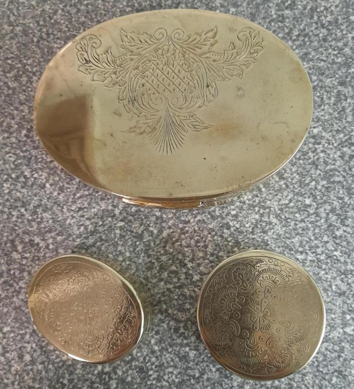 3 koperen doosjes, Antiek en Kunst, Curiosa en Brocante, Ophalen of Verzenden