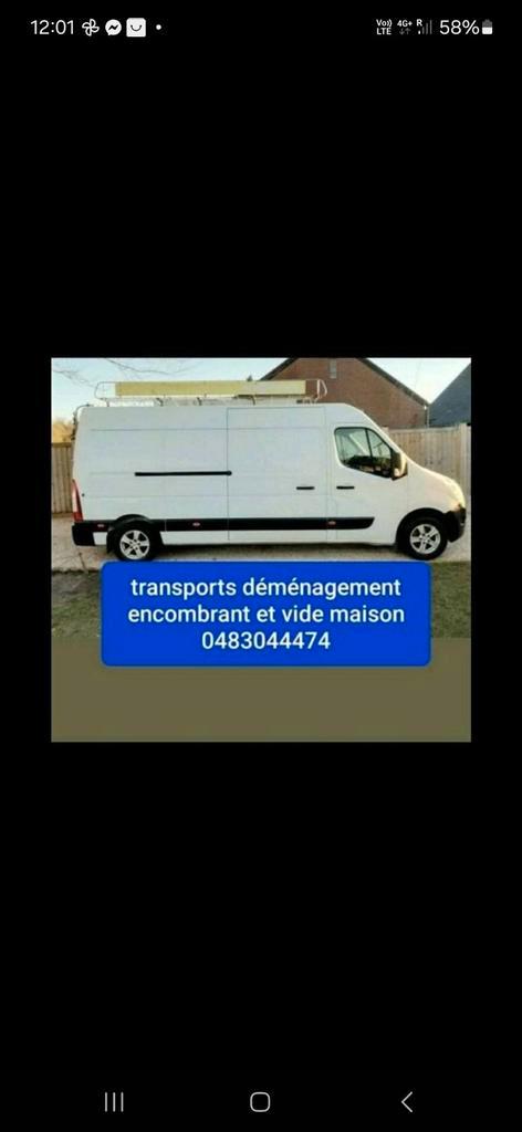 Transport déménagement et amcombrant vide maison 0483044474, Diensten en Vakmensen, Verhuizers en Opslag
