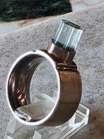 Design massieve zilveren ring met aquamarijn, Handtassen en Accessoires, Ringen, 18 tot 19, Gebruikt, Ophalen of Verzenden, Dame of Heer