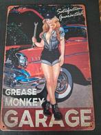 Vintage metalen reclamebord "Graese Monkey" garage Nieuw, Verzamelen, Verzenden, Nieuw, Reclamebord