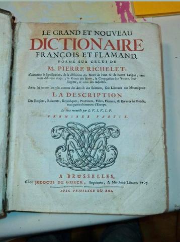 DICTIONAIRE  FRANCOIS ET FLAMAND,  FORMÉ SUR CELUI DE  M. PI disponible aux enchères