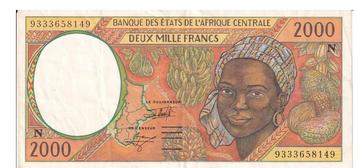 Guinée équatoriale, 2000 francs, 1993, XF