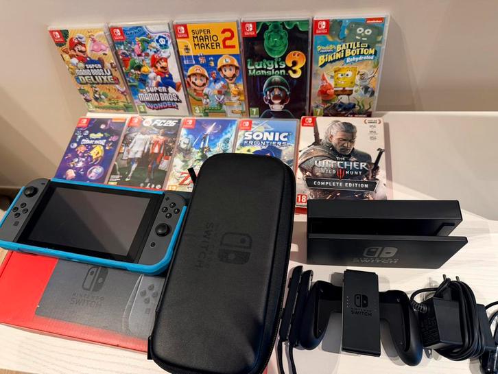 Nintendo Switch + 10 Jeux – Pack complet – Excellent état, Games en Spelcomputers, Spelcomputers | Nintendo Switch, Zo goed als nieuw