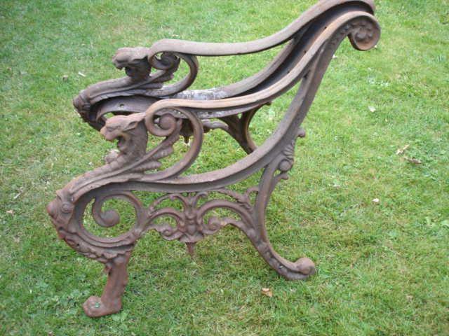 gietijzeren bankpoten met meerdere latten, leeuwenkop!, Tuin en Terras, Tuinmeubel-accessoires, Zo goed als nieuw, Ophalen of Verzenden