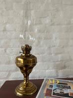 Antieke Belgische koperen olielamp L&B–compleet–mooie patina, Enlèvement ou Envoi