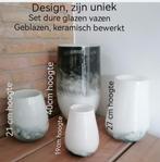 Set van 4 speciale glazen design vazen, Huis en Inrichting, Ophalen, Zo goed als nieuw, Glas