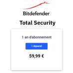 Bitdefender Total Security 1an 1machine, Informatique & Logiciels, Logiciel Antivirus & Protection, Envoi, Neuf, Bitdefender, Windows