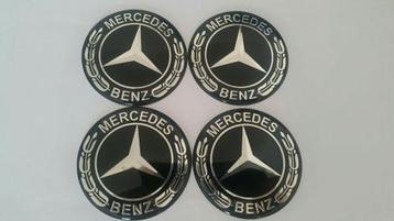 Mercedes stickers/logo's full zwart/blauw 》4 x 65 mm  