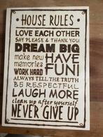 Bordje House Rules 2, Huis en Inrichting, Woonaccessoires | Tekstborden en Spreuken, Ophalen, Zo goed als nieuw