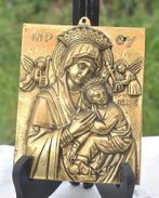 plaque murale vierge a l'enfant en laiton, Enlèvement ou Envoi, Cuivre