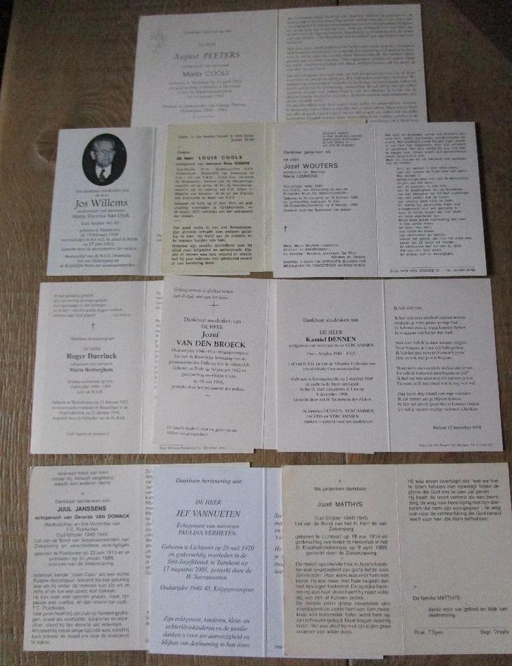 doodsprentjes oud strijders 14-18 en 40-45, Verzamelen, Bidprentjes en Rouwkaarten, Bidprentje, Ophalen of Verzenden