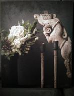 Decoboard witte bloemen met ornament, Ophalen of Verzenden, Nieuw