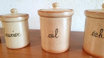 5 Pots céramiques de cuisine d’antan, à herbes & condiments