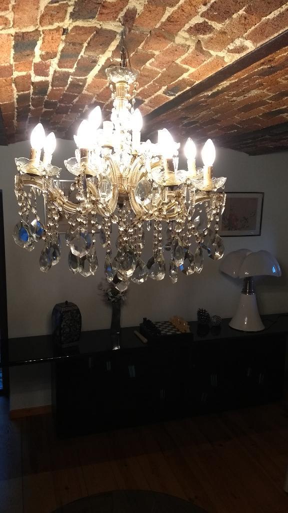 Kroonluchter in Murano-kristallen, 8 takken, Huis en Inrichting, Lampen | Kroonluchters, Zo goed als nieuw, Glas, Ophalen