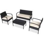 Nieuw geweven tuinmeubilair (2x1-zit, 1x2 stoelen) en een ta, Tuin en Terras