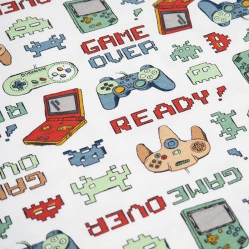 4142) 150x50cm katoenen tricot videospel jaren 80 retro game, Hobby en Vrije tijd, Stoffen en Lappen, Nieuw, Katoen, 120 cm of meer