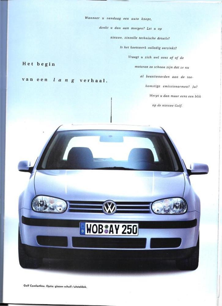 VOLKSWAGEN GOLF 1998, Boeken, Auto's | Folders en Tijdschriften, Zo goed als nieuw, Volkswagen, Ophalen of Verzenden