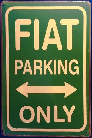 Metalen rusty-old wandplaat Fiat Parking Only, Auto diversen, Tuning en Styling, Ophalen of Verzenden