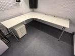 Bureau d’angle 220x200 + Desserte tiroirs + Accessoires, Ophalen, Gebruikt, Bureau
