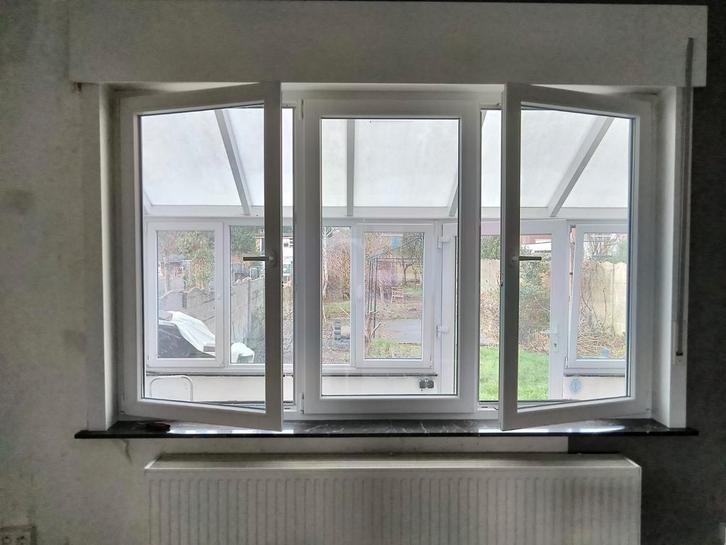 Gratis PVC ramen met dubbele beglazing, Doe-het-zelf en Bouw, Glas en Ramen, Gebruikt, Gevelraam of Ruit, 120 tot 160 cm, 160 cm of meer