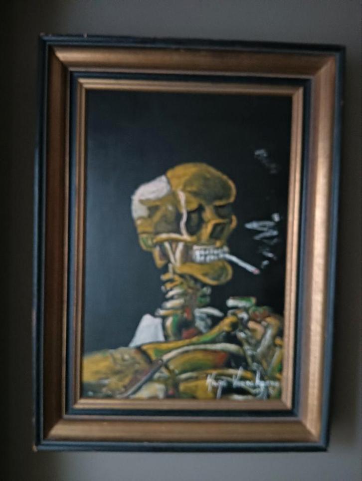 The smoking skull, Antiek en Kunst, Kunst | Schilderijen | Klassiek, Ophalen