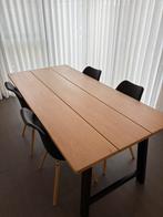 Licht eiken eettafel met zwart onderstel, Ophalen, Zo goed als nieuw