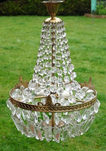 Ancien Lustre en Cristal et Laiton 1930