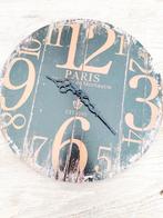 Wandklok -zwart hout met bronzen cijfers, Ophalen of Verzenden