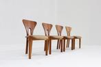 4 Vintage Deense Mid Century eetkamer stoelen massief teak, Huis en Inrichting, Ophalen, Hout, Gebruikt, Bruin
