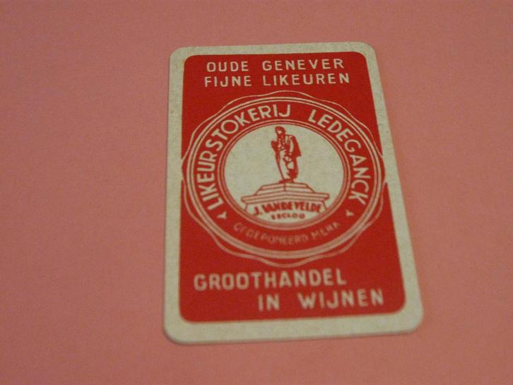 Oude speelkaart Likeurstokerij Ledeganck , Eecloo (116), Verzamelen, Speelkaarten, Jokers en Kwartetten, Zo goed als nieuw, Speelkaart(en)