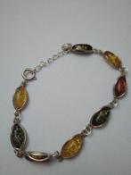 Bracelet en argent et pierres d'ambre colorées, Vert, Argent, Enlèvement ou Envoi, Avec pierre précieuse