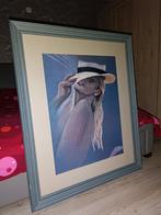 Mooi frame „de vrouw met de hoed” van 1m10 bij 90cm, Ophalen, Gebruikt