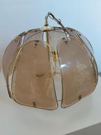 Kroonluchter van verguld metaal en gerookt glas, Huis en Inrichting, Lampen | Kroonluchters, Ophalen, Gebruikt, Glas