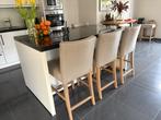 Set van 4 moderne leren stoelen, Ophalen, Gebruikt, Overige kleuren, Hout