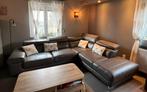 Woonkamer/Natuzzi hoekbank in bruin/grijs leer, Ophalen, Leer